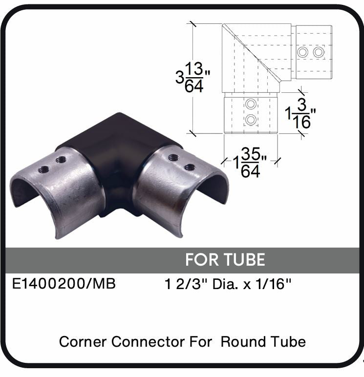 E1400200/MB Nero Round Slotted Connector For 1 2/3" Tube, Data Sheet
