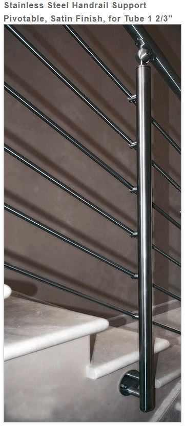 E4581 Stainless Steel Handrail Support Pivotable, Satin Finish