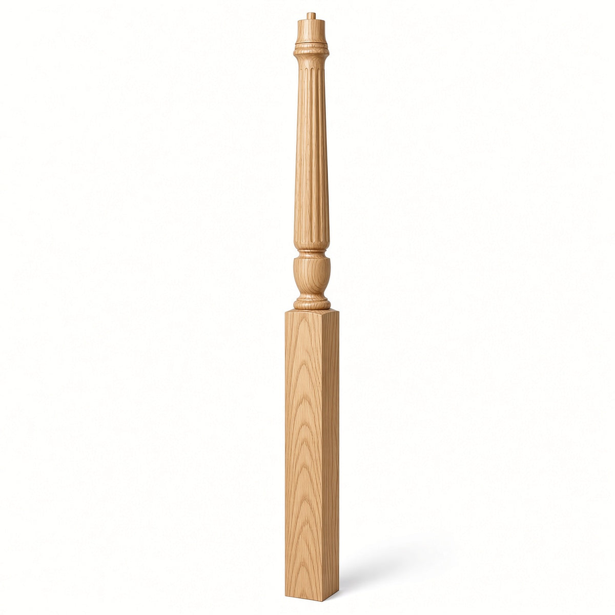 F-3015 3-1/2" x 56", or 3-1/2" x 60" Bunker Hill Fluted Gooseneck Landing Newel Post, Birch
