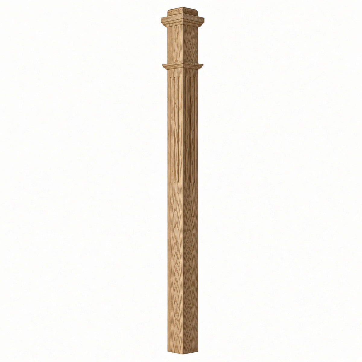 F-4075 3-1/2"x 3-1/2" Fluted Box Newel Post, Ash