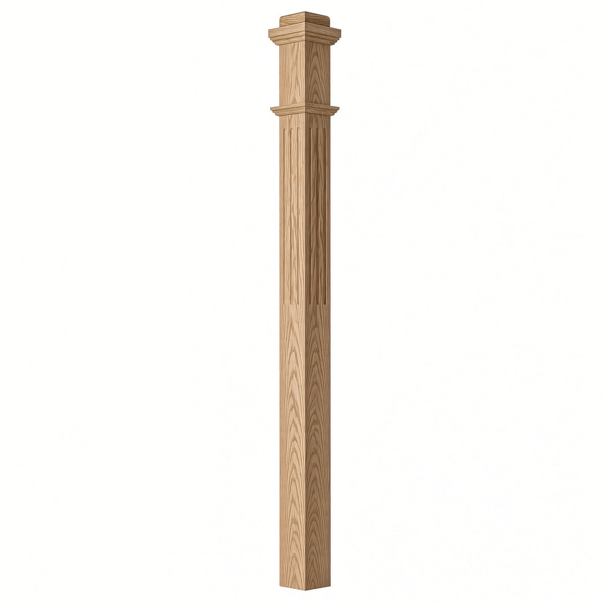 F-4075 3-1/2"x 3-1/2" Fluted Box Newel Post, Beech