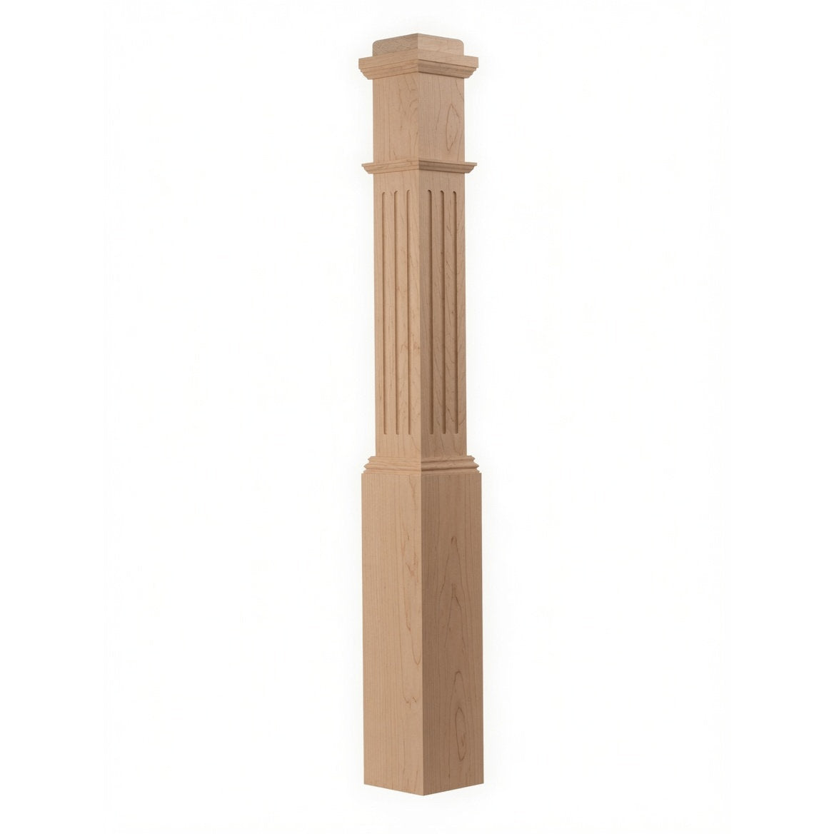 F-4091 Fluted Box Newel Post - Alder