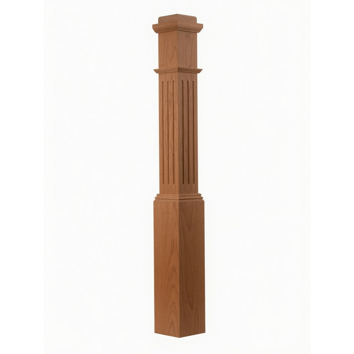 F-4091 Fluted Box Newel Post - American Cherry