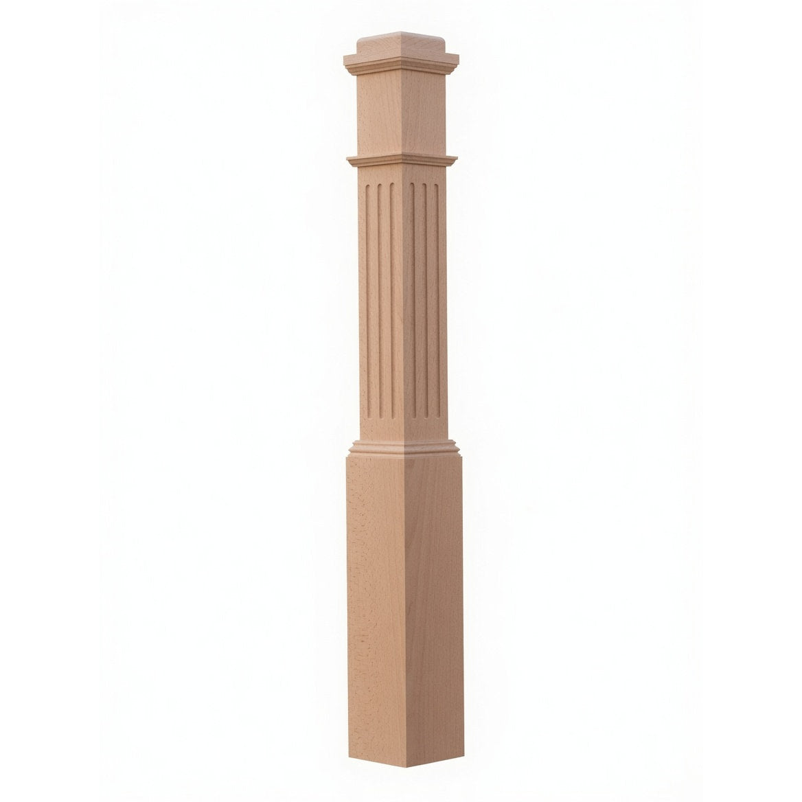 F-4091 Fluted Box Newel Post - Beech