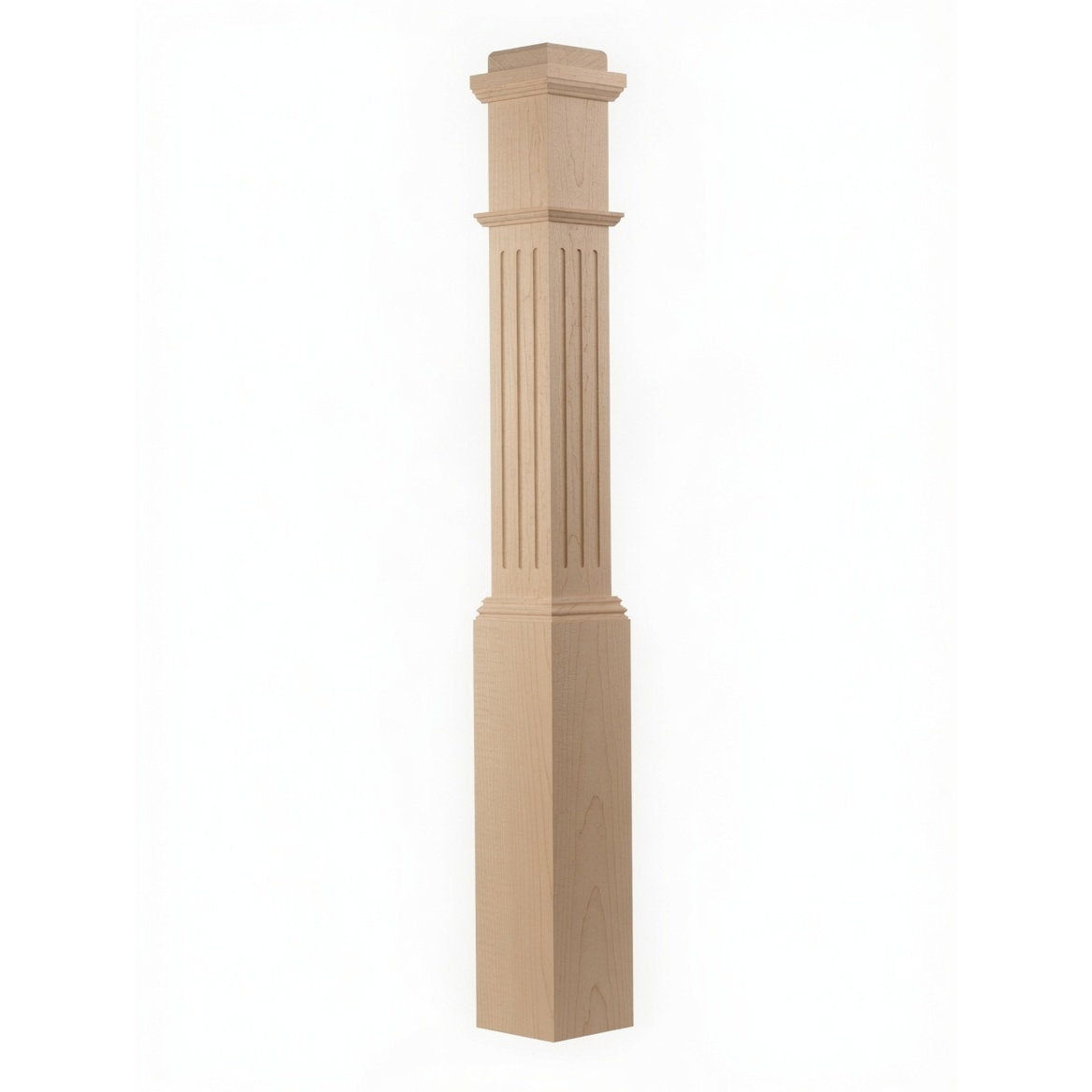 F-4091 Fluted Box Newel Post - Hard Maple