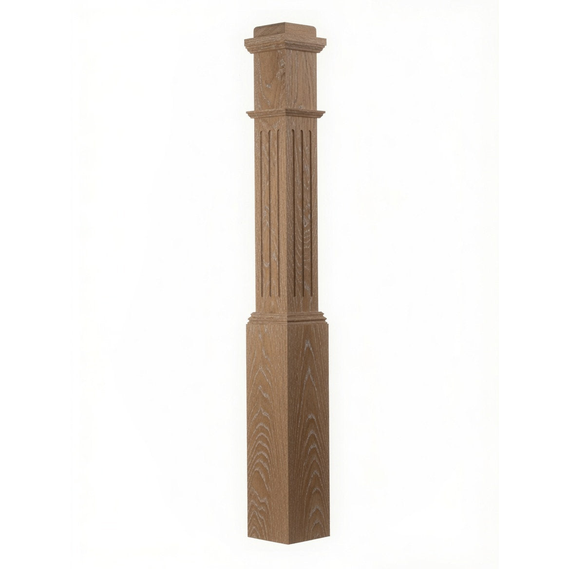 F-4091 Fluted Box Newel Post - White Oak