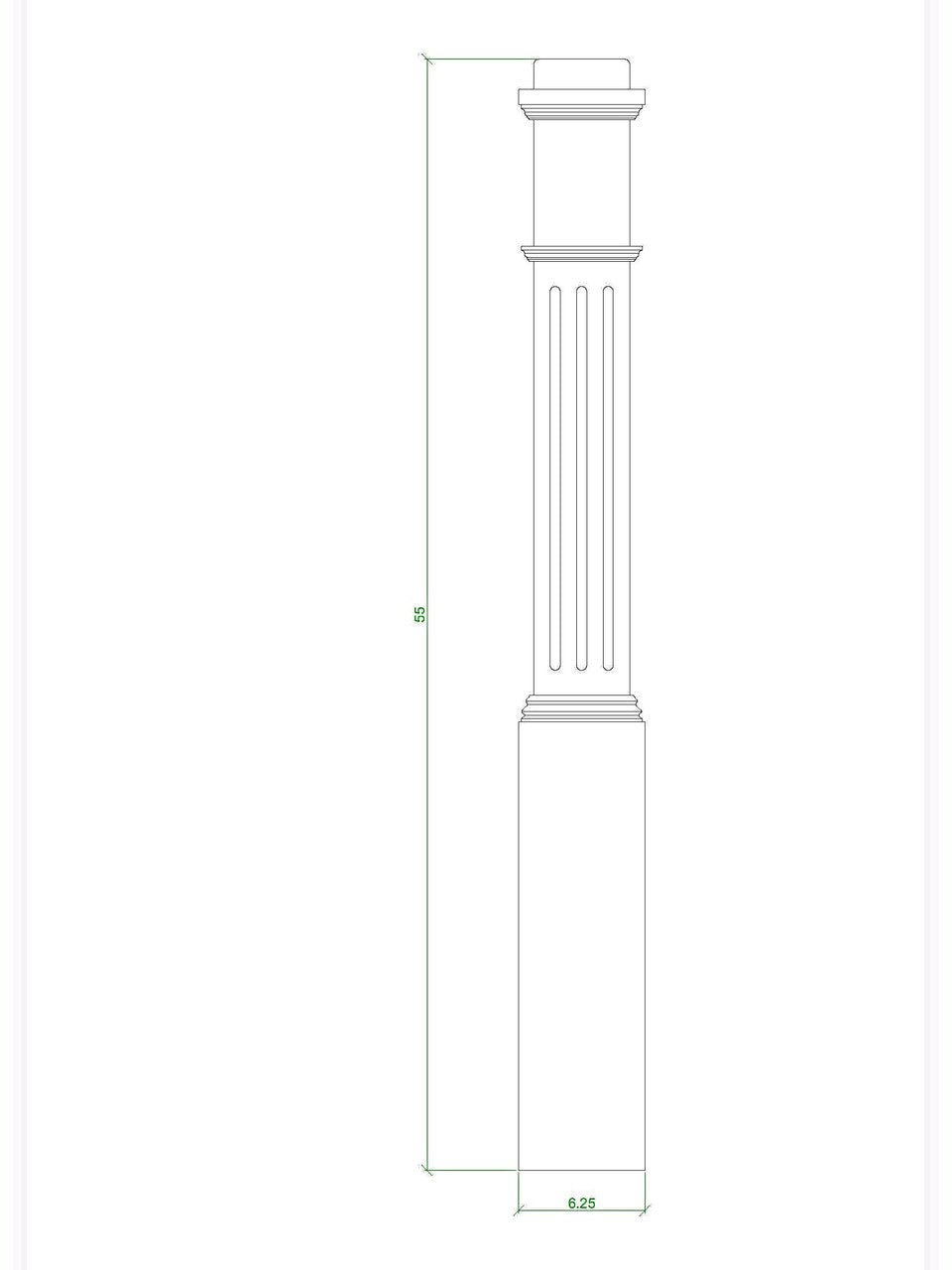 F-4091 Box Newel Post, CADD Image