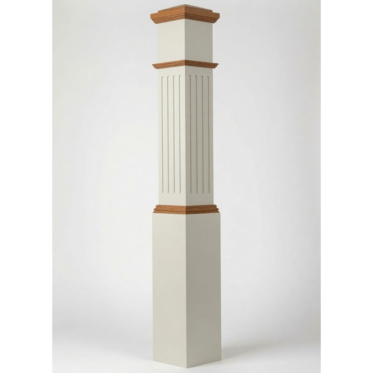 F-4092 Fluted Box Newel Post, Primed with Special Species Trim