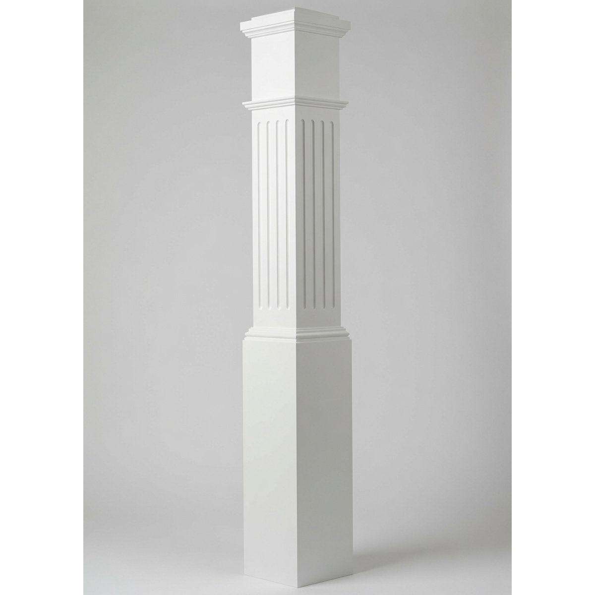 F-4092 7-1/2" x 55" Large Flute Box Newel Post, Primed