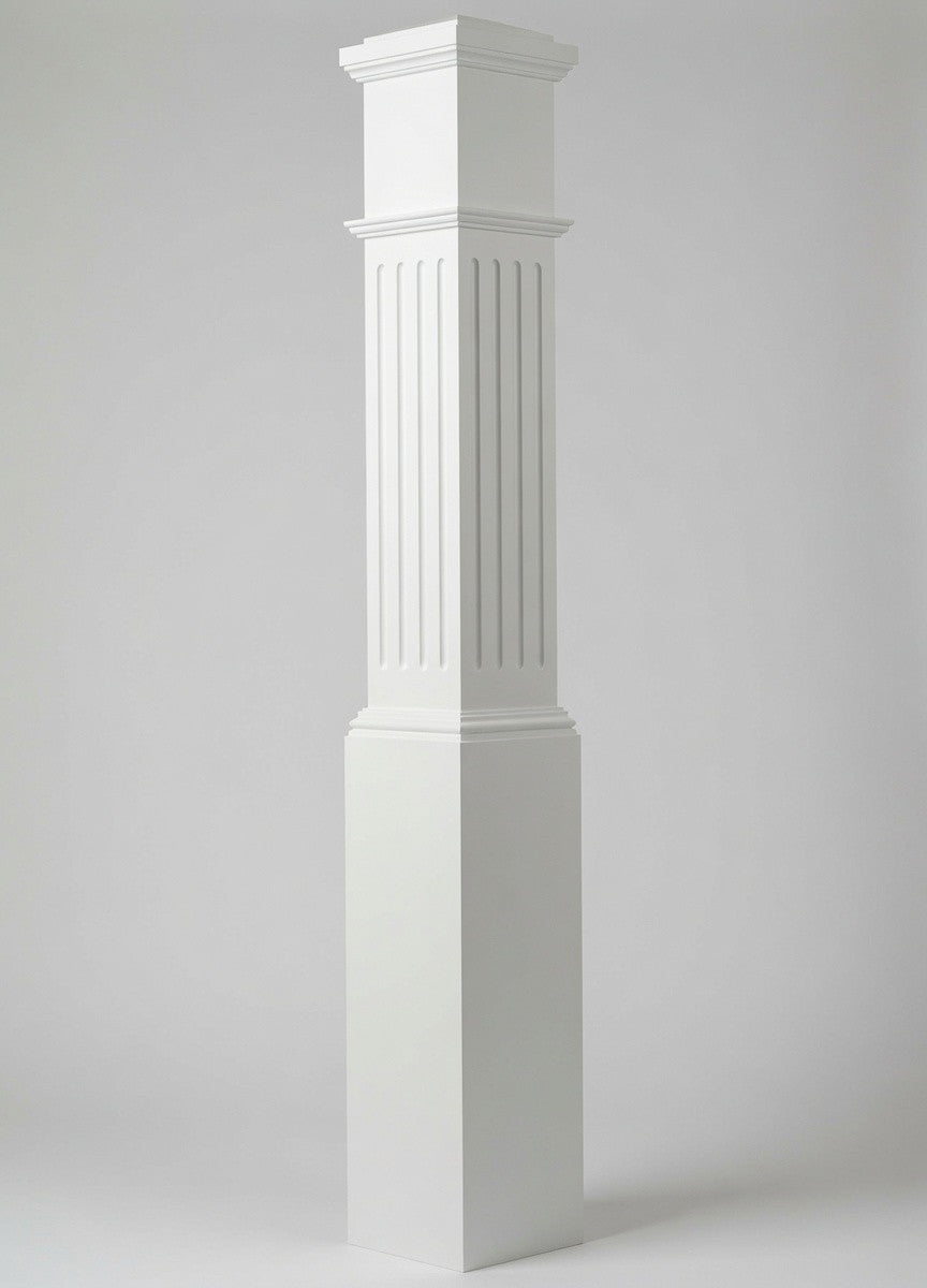 F-4092 Fluted Large Box Newel Post, Primed