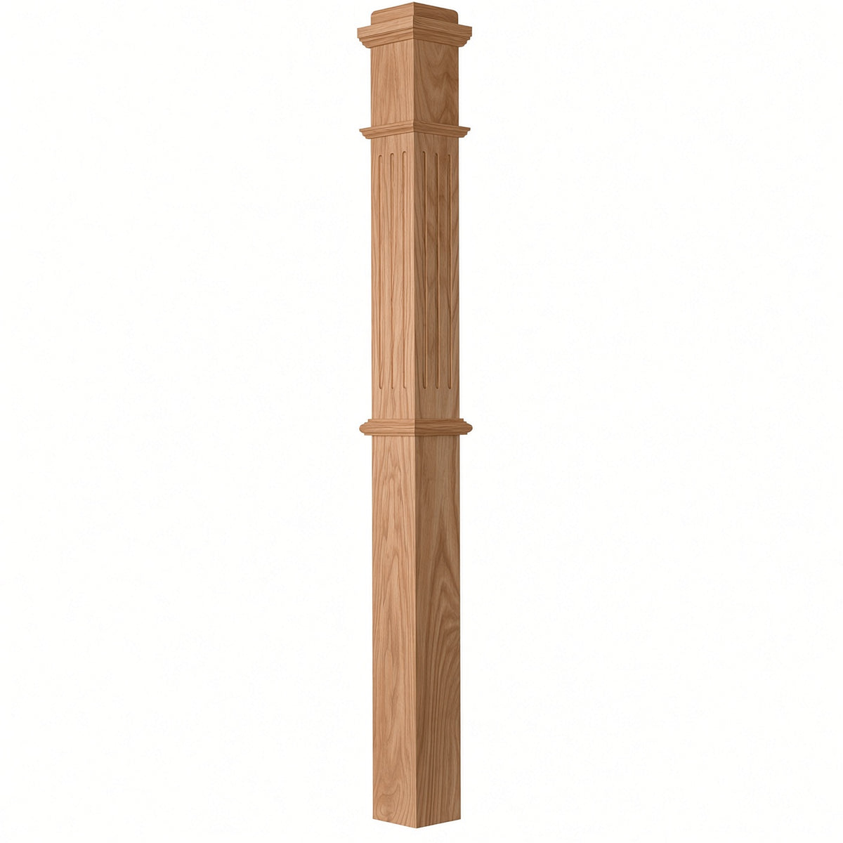 F-4375 4-3/4" x 62" Fluted Box Newel Post, Alder