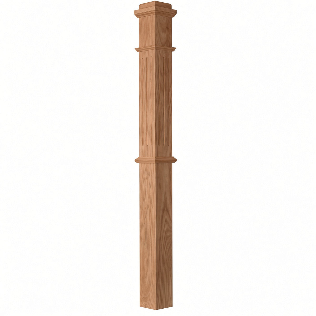 F-4375 4-3/4" x 62" Fluted Box Newel Post, American Cherry