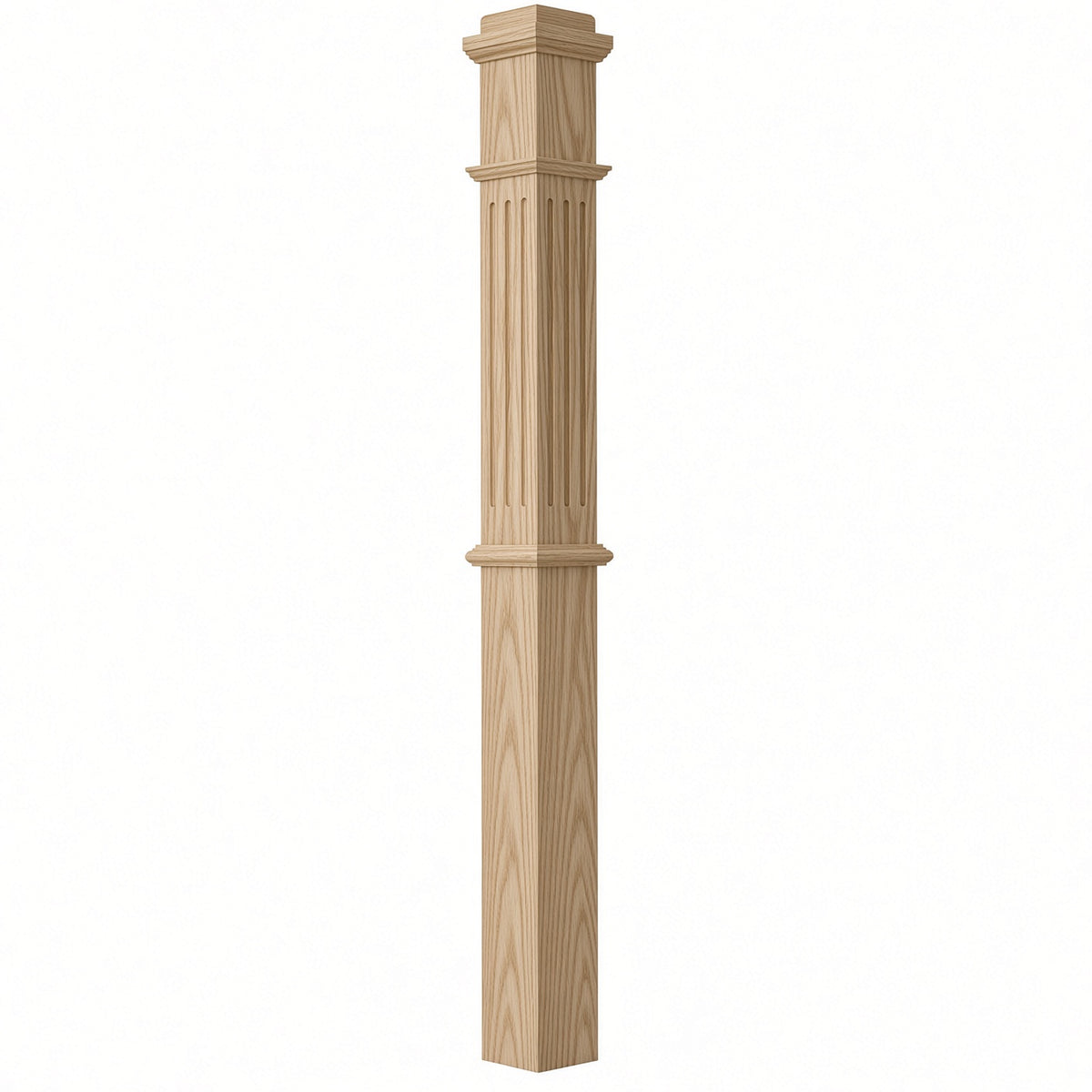F-4375 4-3/4" x 62" Fluted Box Newel Post, Ash
