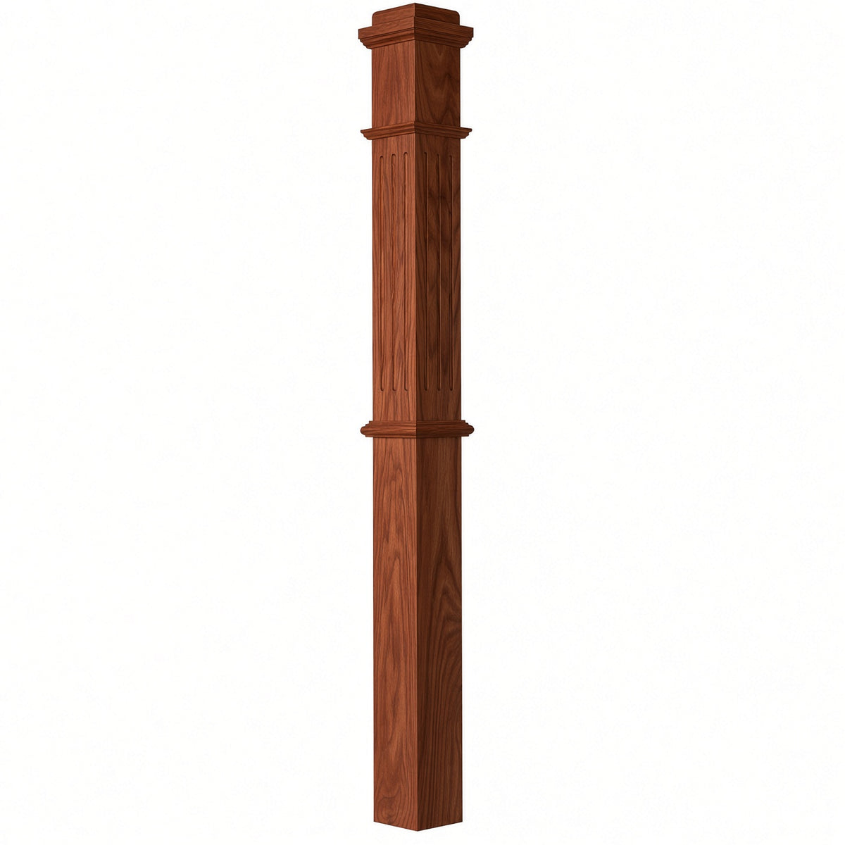 F-4375 4-3/4" x 62" Fluted Box Newel Post, Brazilian Cherry
