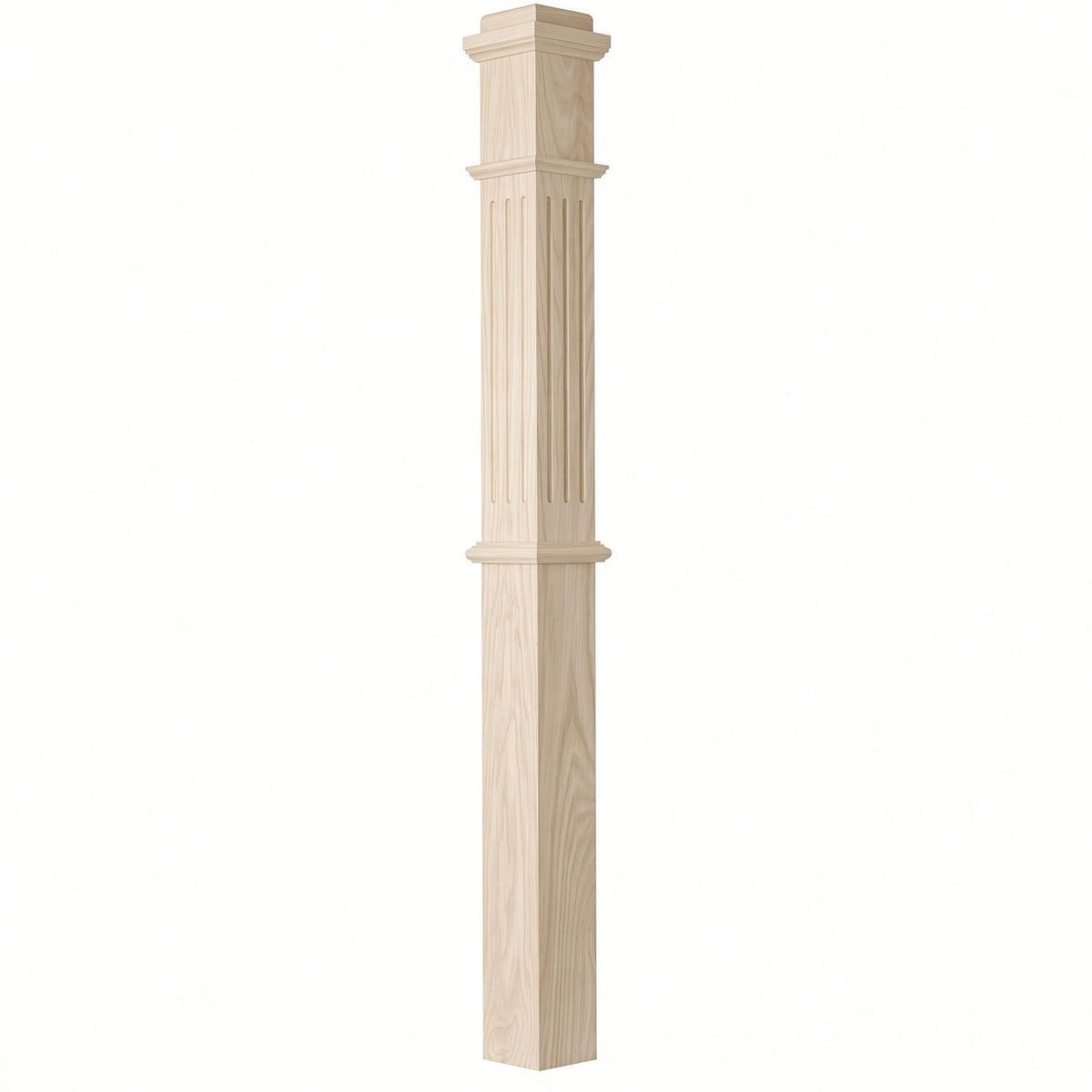F-4375 4-3/4" x 62" Fluted Box Newel Post, Hard Maple