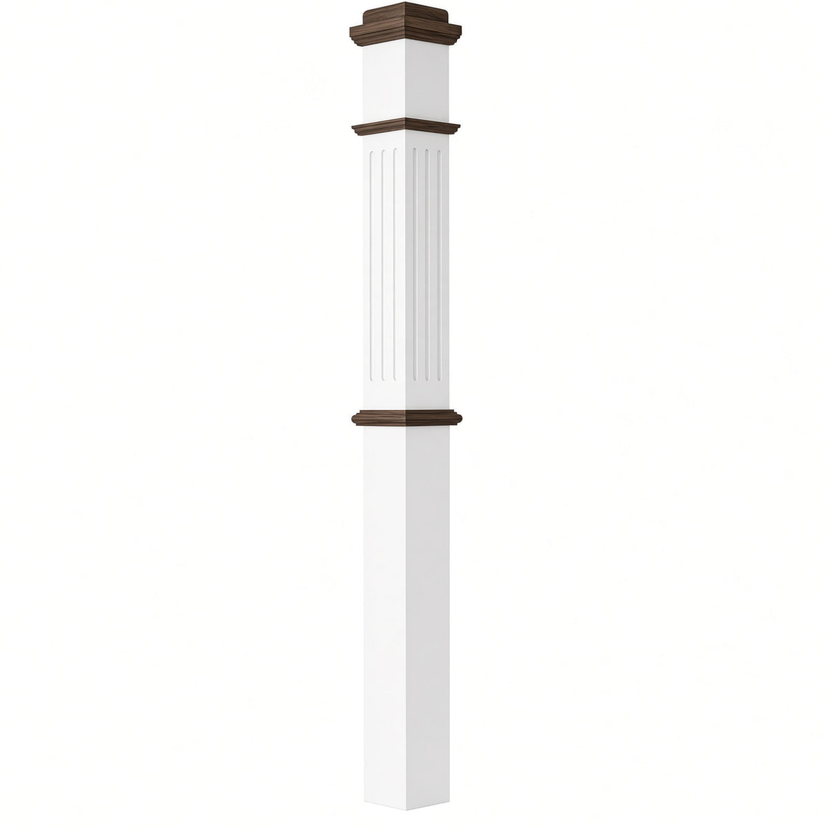 F-4375-PSST Fluted 4-3/4" x 62" Box Newel Post, Primed with Special Species Trim
