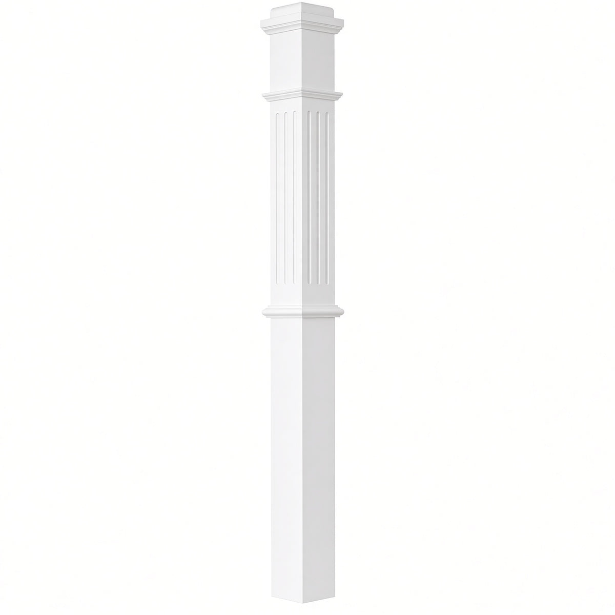 F-4375 4-3/4" x 62" Fluted Box Newel Post, Primed