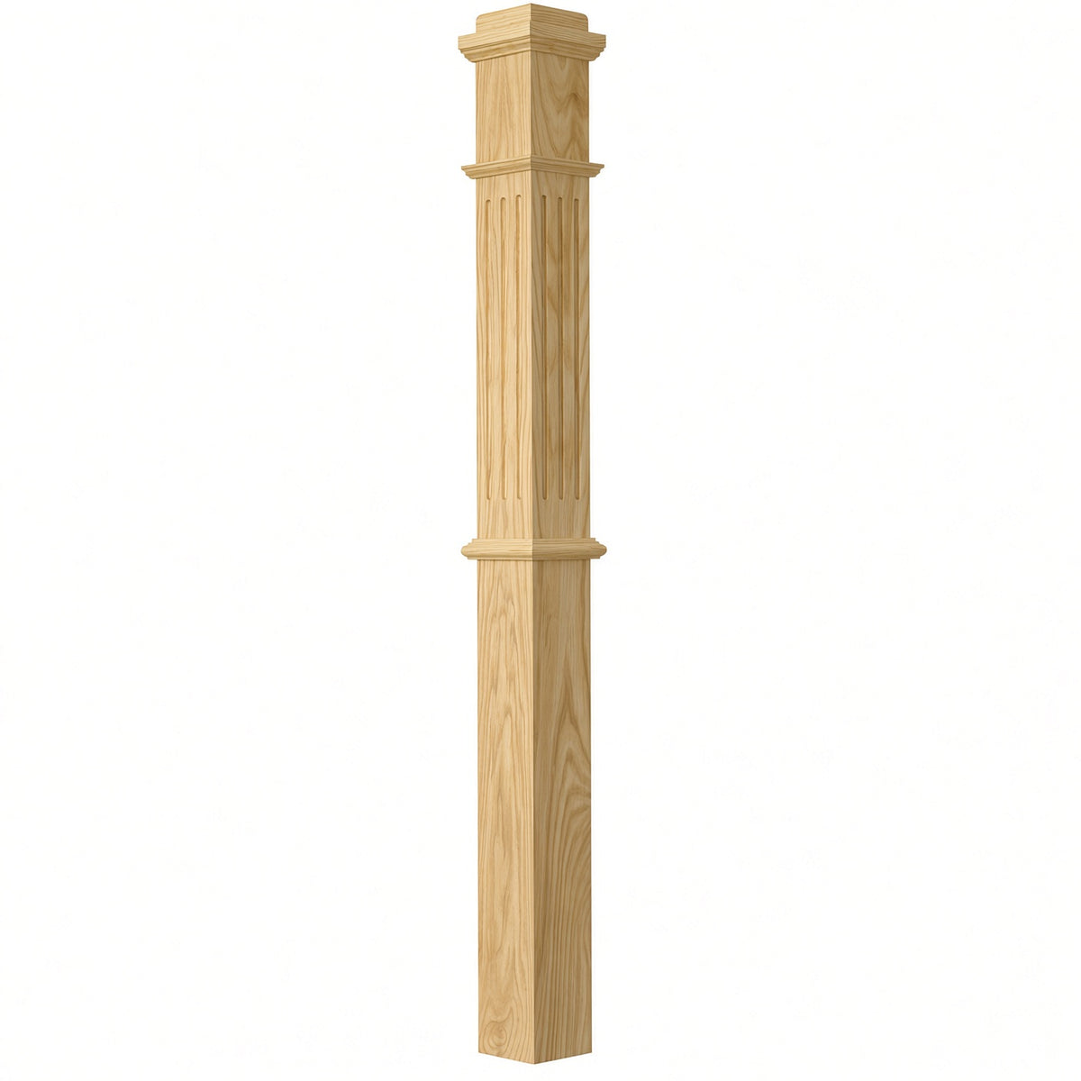 F-4375 4-3/4" x 62" Fluted Box Newel Post, Yellow Pine