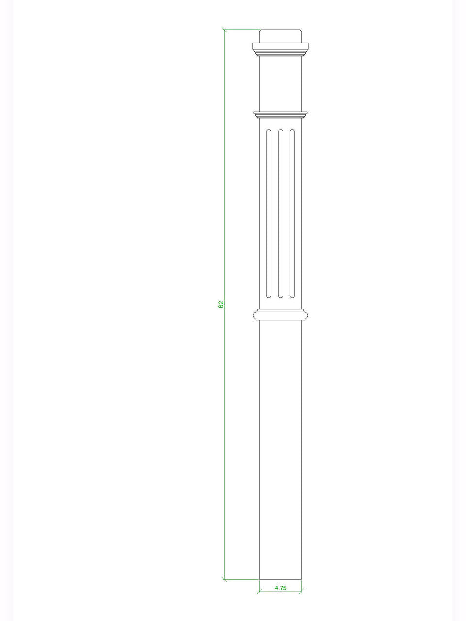 F-4375 Box Newel Post, CADD Image