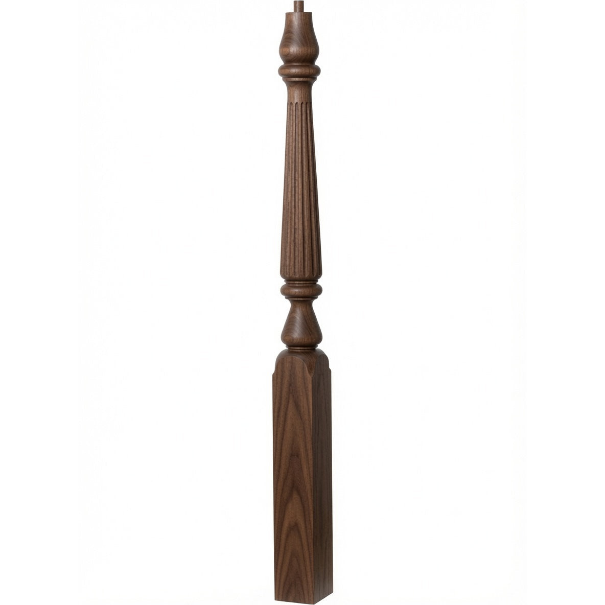 F-4811 (48"), or F-4815 (60") Fluted Ohio Series Newel Post, Walnut
