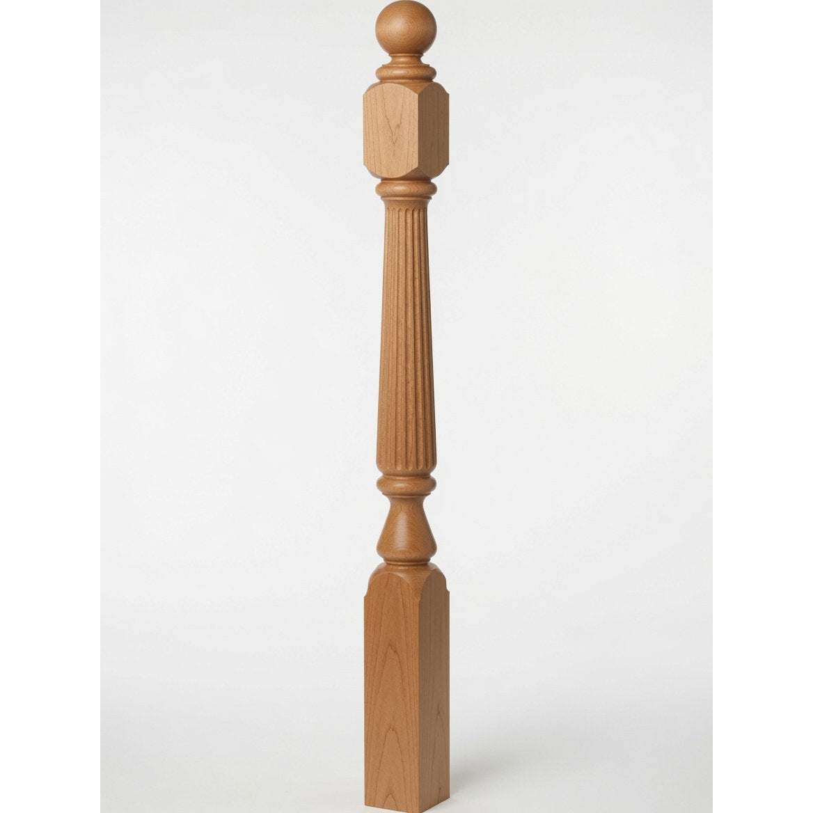 F-4840 (48"), F-4842 (60"), or F-4848 (72") Ohio Ball Top Newel Post, Alder