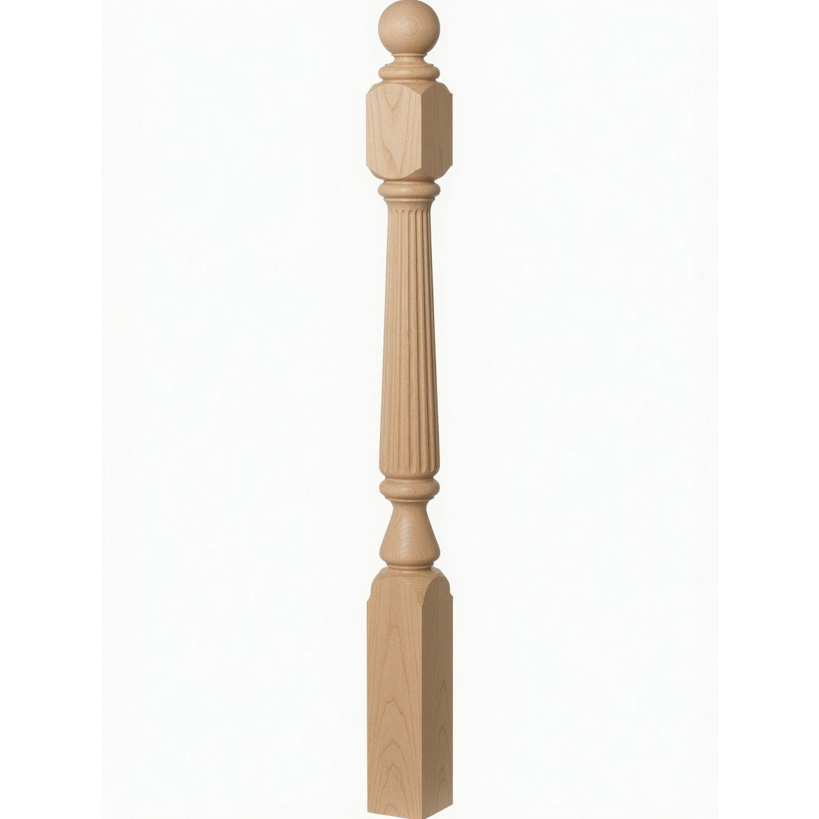 F-4840 (48"), F-4842 (60"), or F-4848 (72") Ohio Ball Top Newel Post, Birch