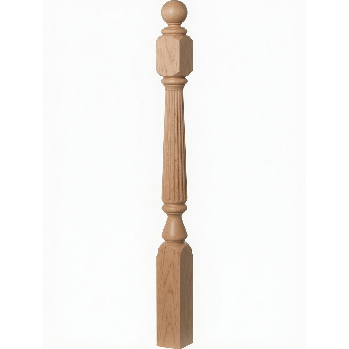 F-4840 (48"), F-4842 (60"), or F-4848 (72") Ohio Ball Top Newel Post, Soft Maple