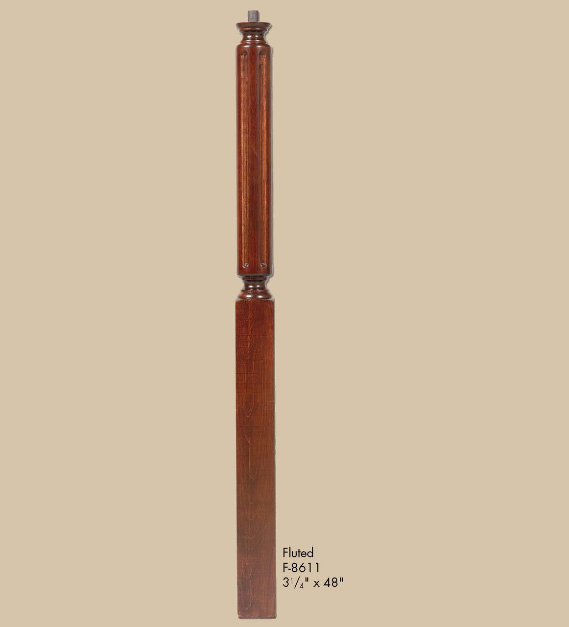 F-8611 48" Fluted Pin Top Newel Post