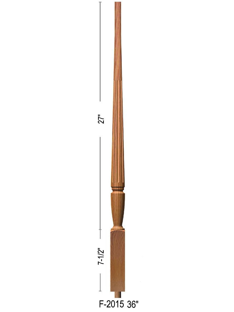 F-2015 36" Fluted Bunker Hill Baluster Dimensional Information