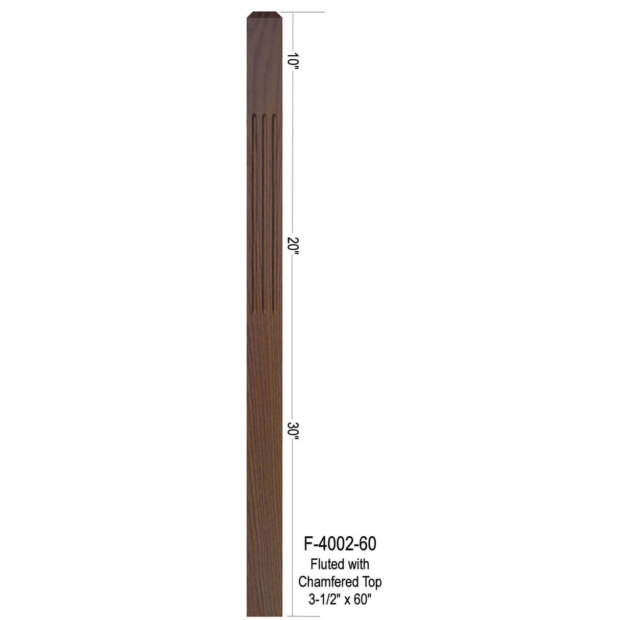 F-4002-60 60" Fluted 3-1/2" Newel Post