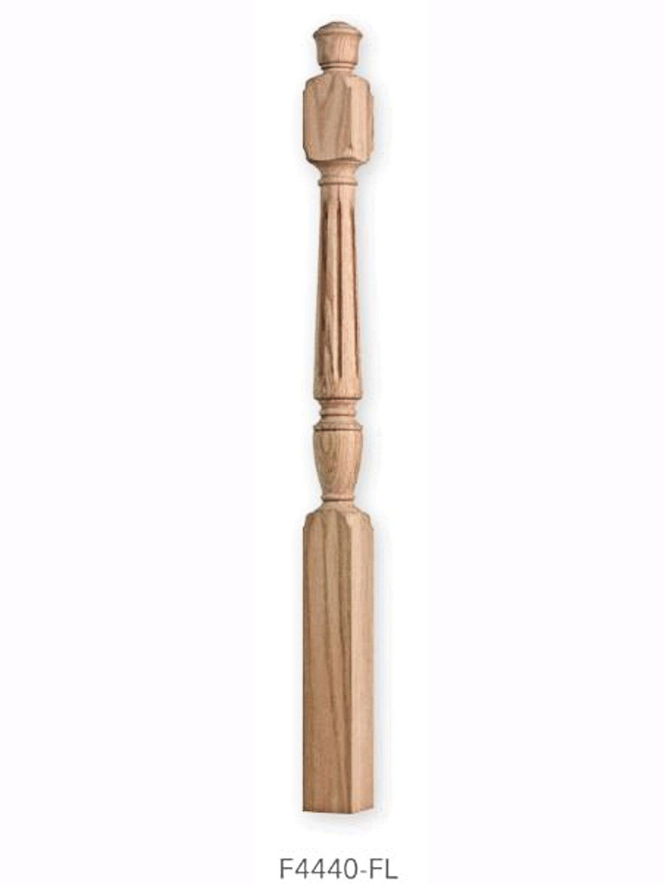 F4440 Fluted Starting Red Oak Newel Post