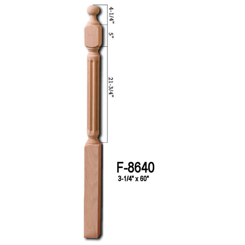F-8640 48" Fluted Ball Top Newel Post