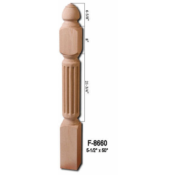 F-8660 50" Fluted Grande Newel Post