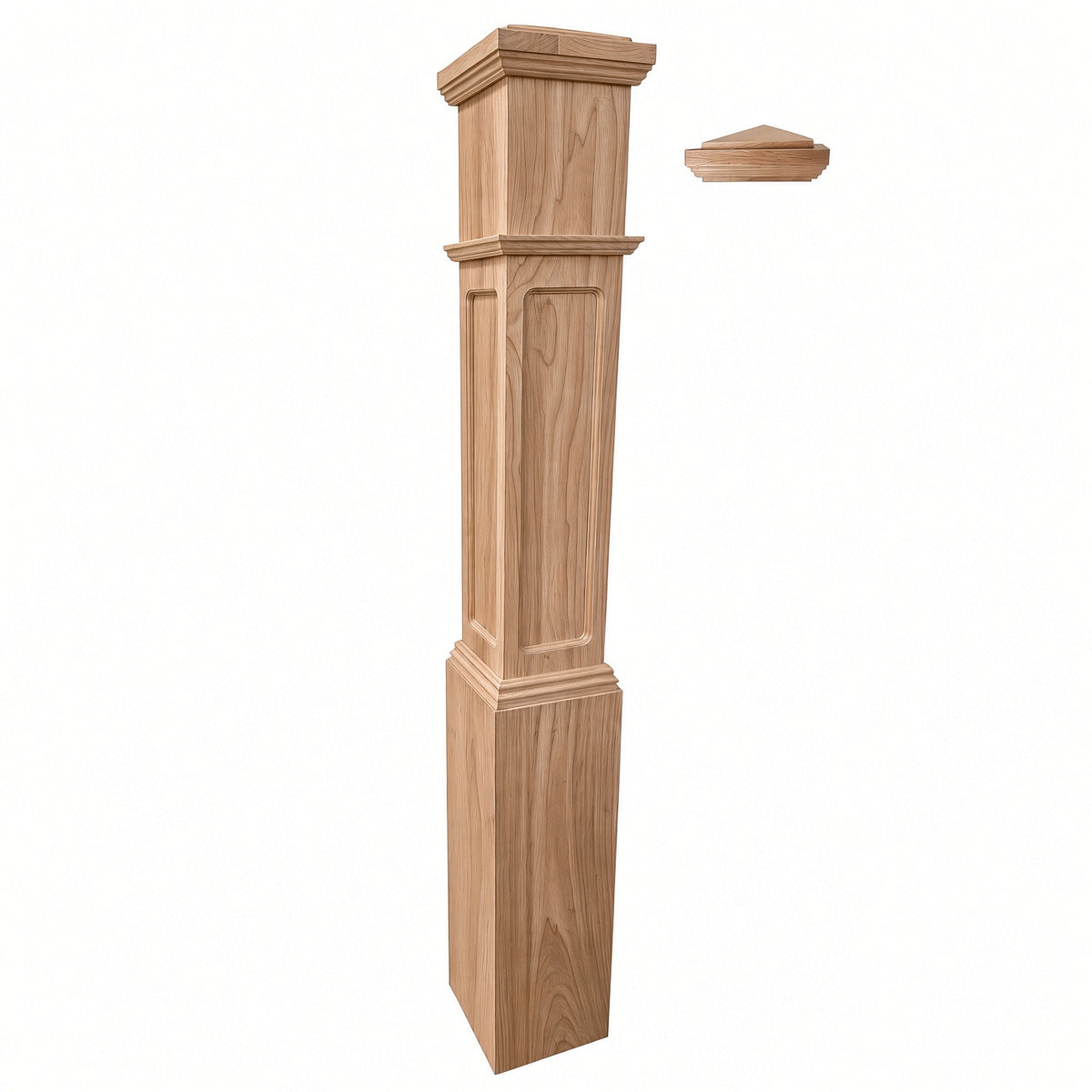 FP-4092 Flat Panel Large Flat Panel Box Newel Post, Alder