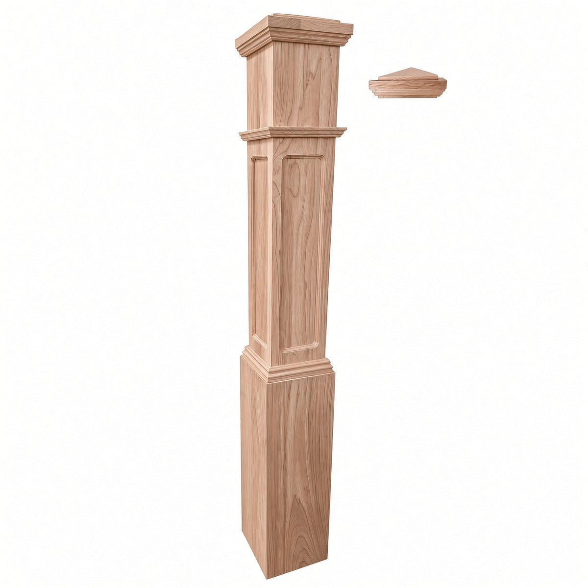 FP-4092 Flat Panel Large Flat Panel Box Newel Post, American Cherry
