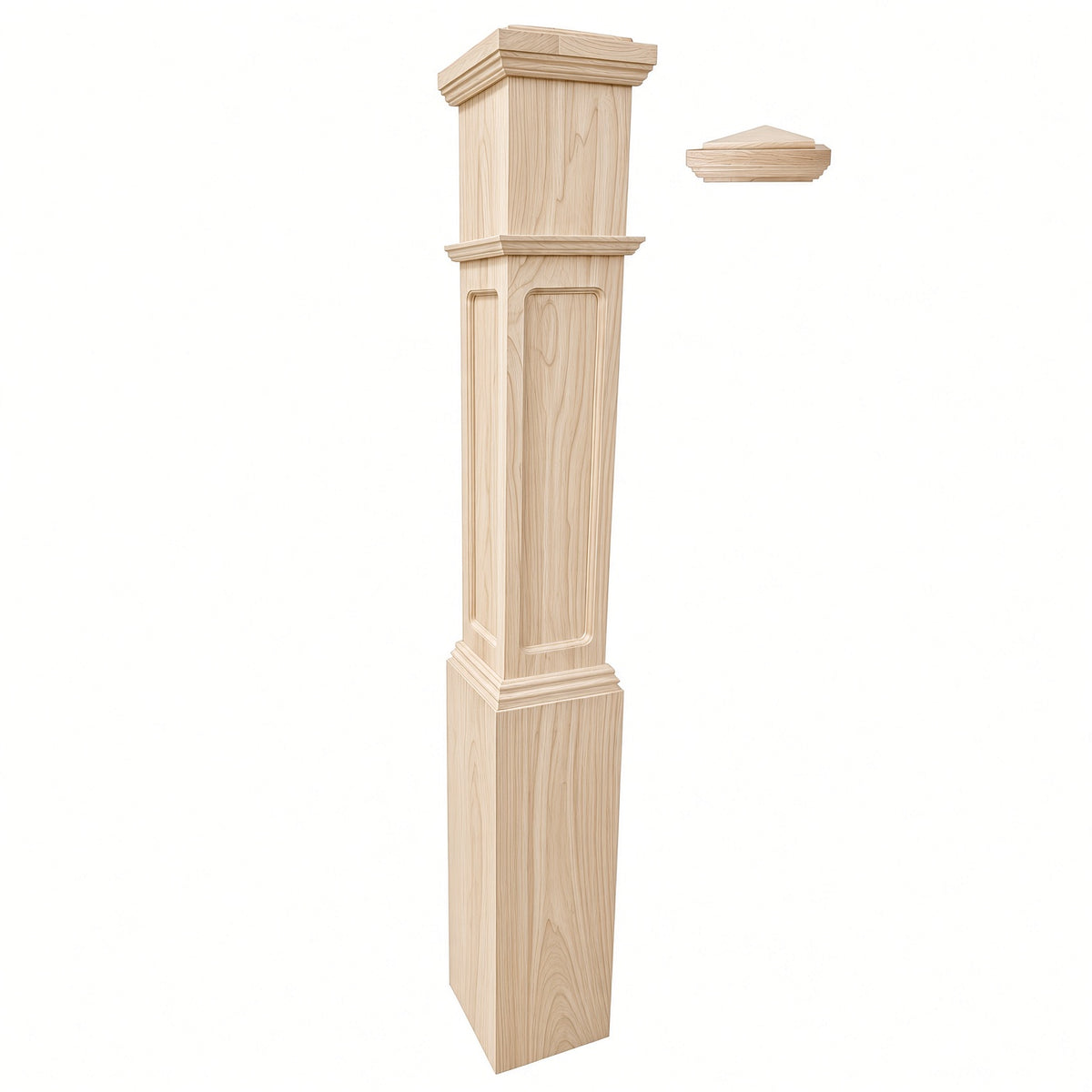 FP-4092 Flat Panel Large Flat Panel Box Newel Post, Ash