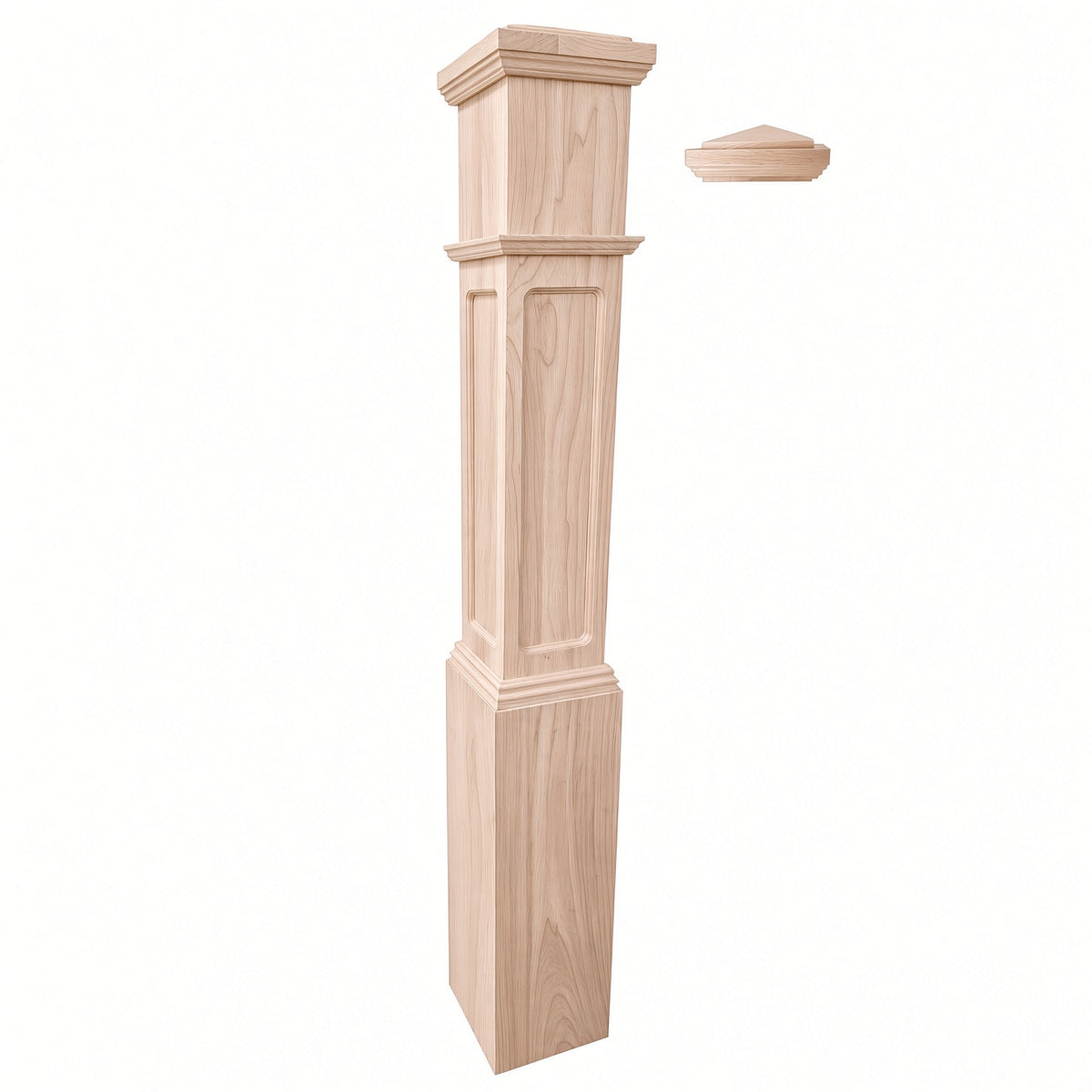FP-4092 Flat Panel Large Flat Panel Box Newel Post, Beech