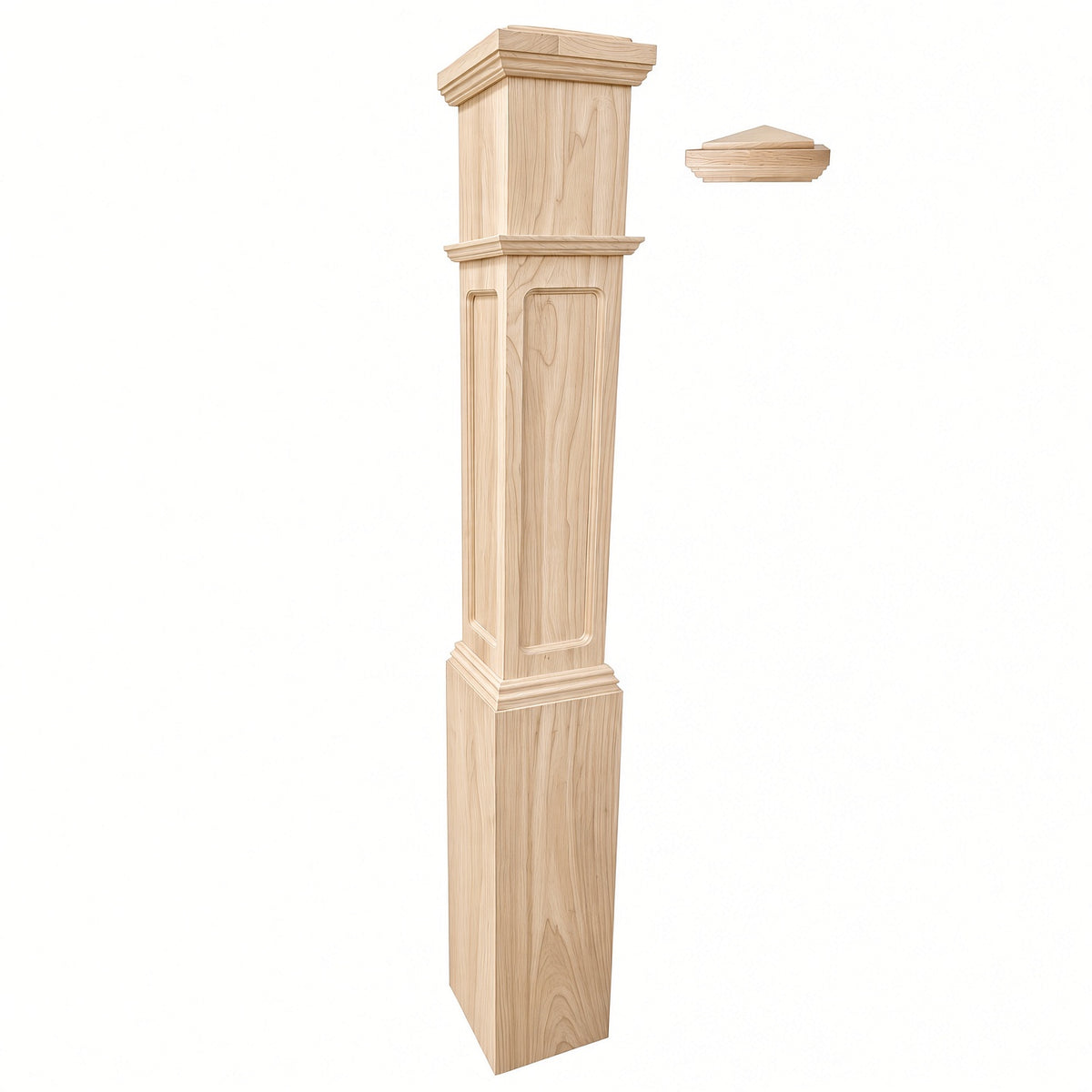 FP-4092 Flat Panel Large Flat Panel Box Newel Post, Birch