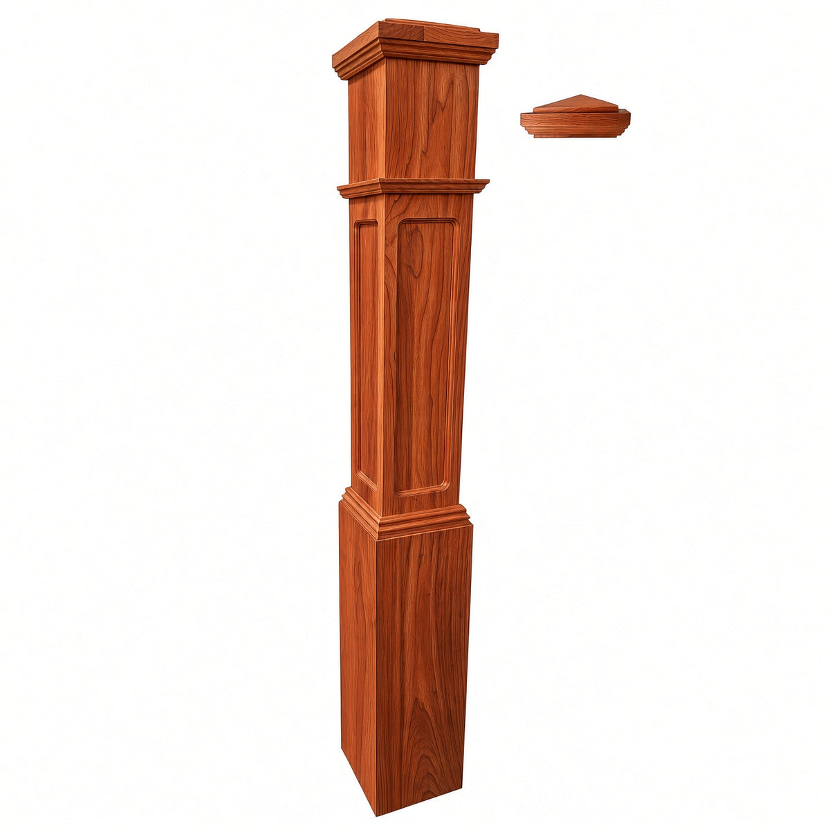 FP-4092 Flat Panel Large Flat Panel Box Newel Post, Brazilian Cherry