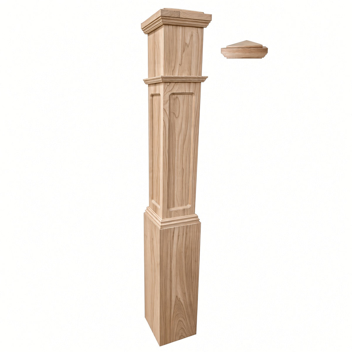 FP-4092 Flat Panel Large Box Newel Post, Hickory
