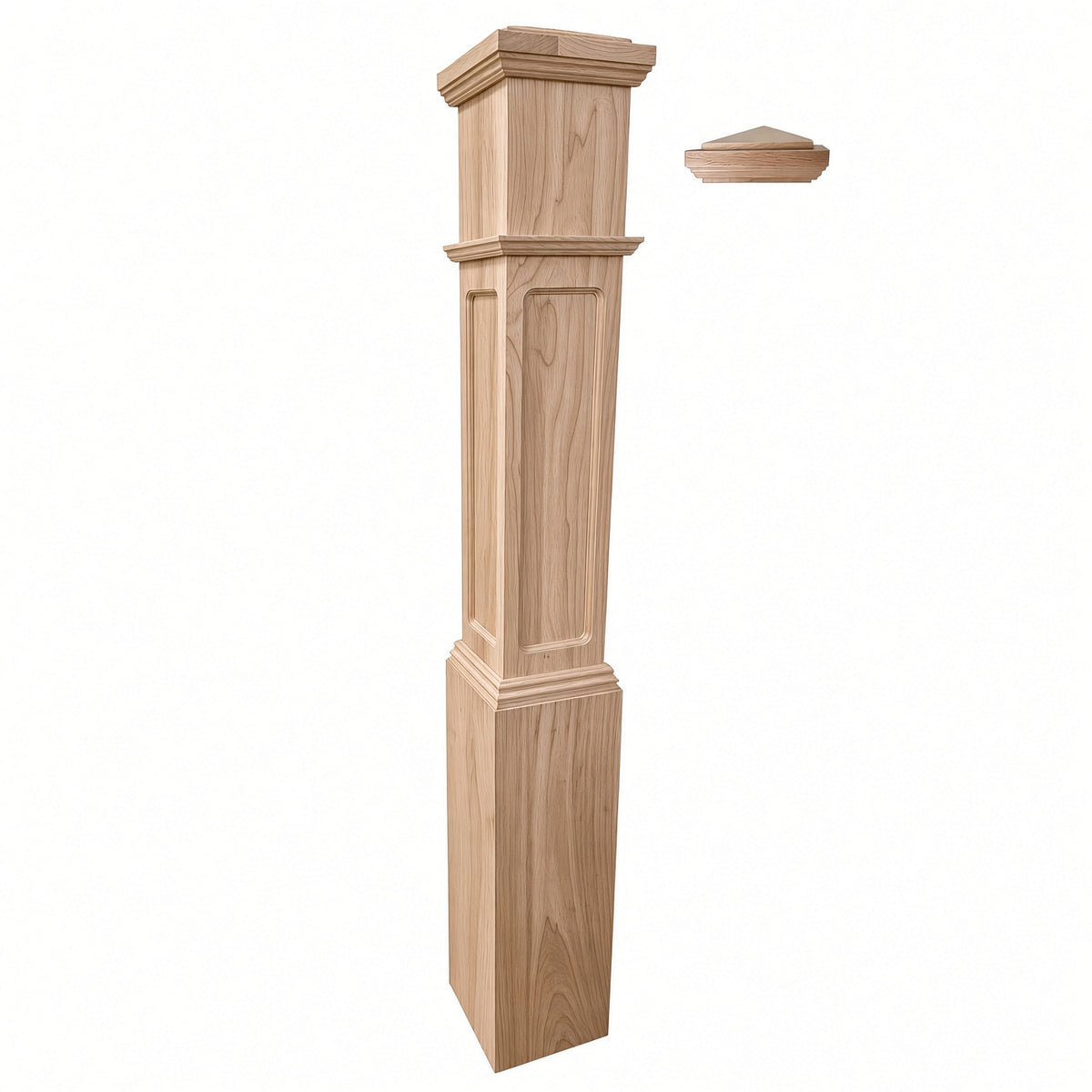 FP-4092 Flat Panel Large Flat Panel Box Newel Post, Red Oak