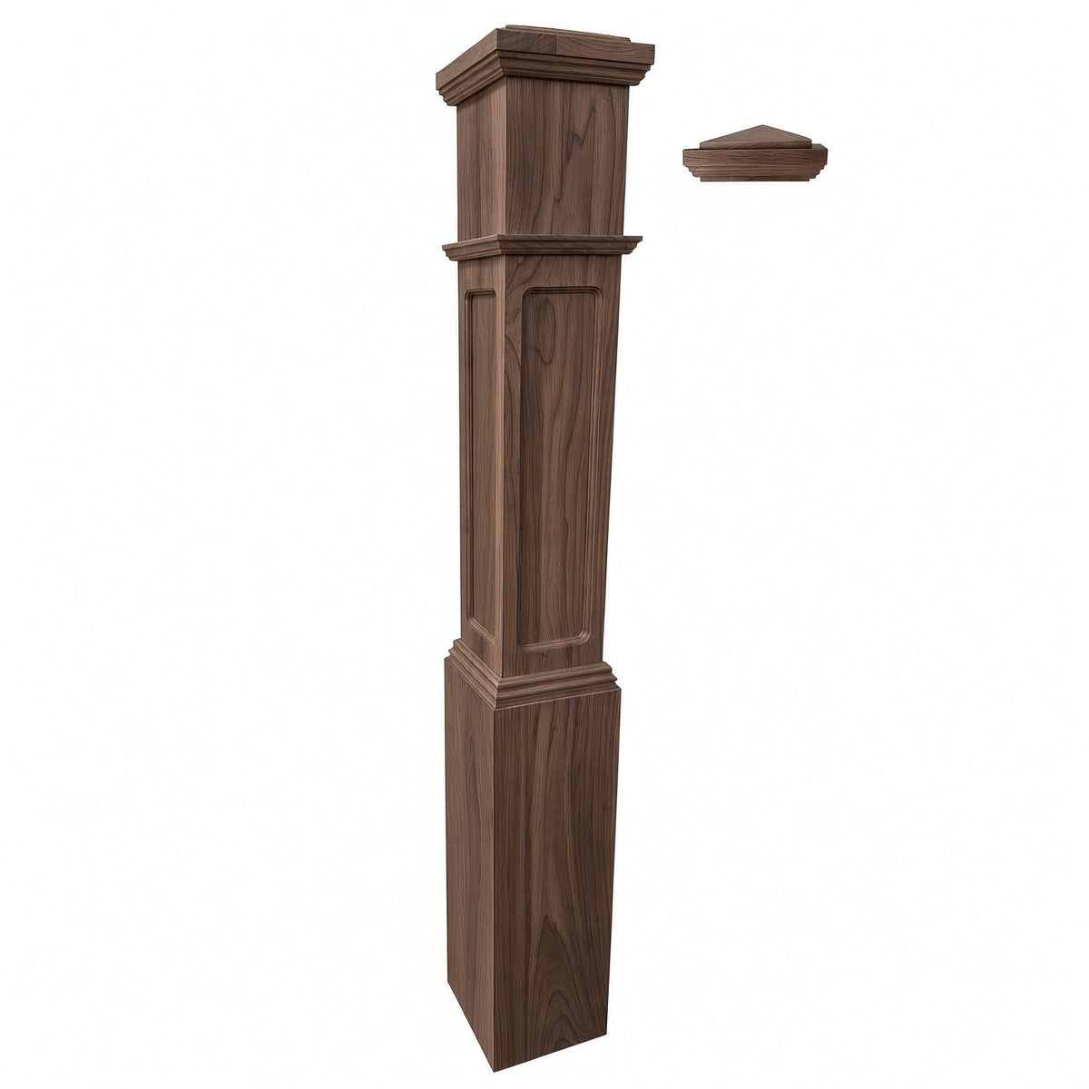 FP-4092 Flat Panel Large Flat Panel Box Newel Post, Walnut