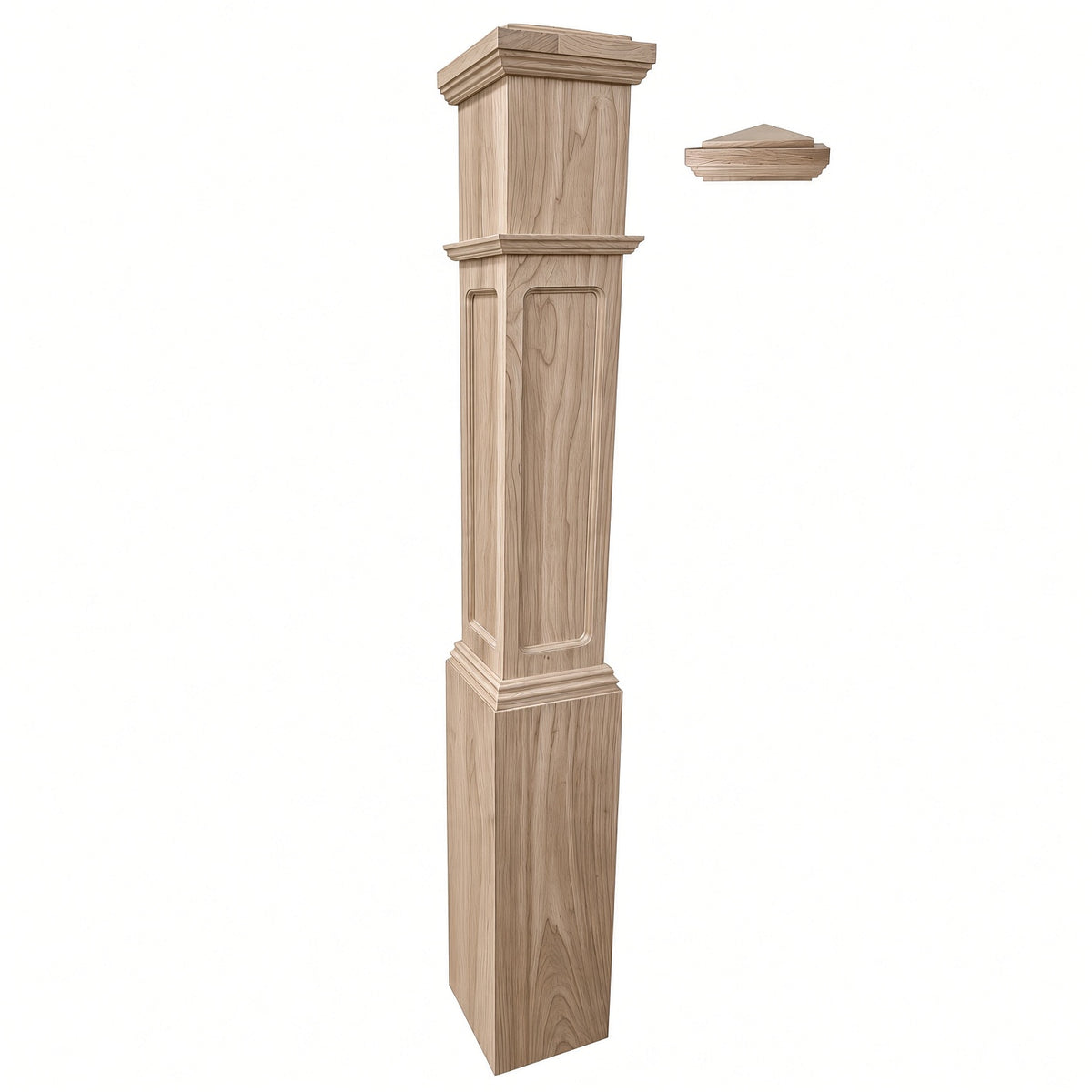 FP-4092 Flat Panel Large Flat Panel Box Newel Post, White Oak