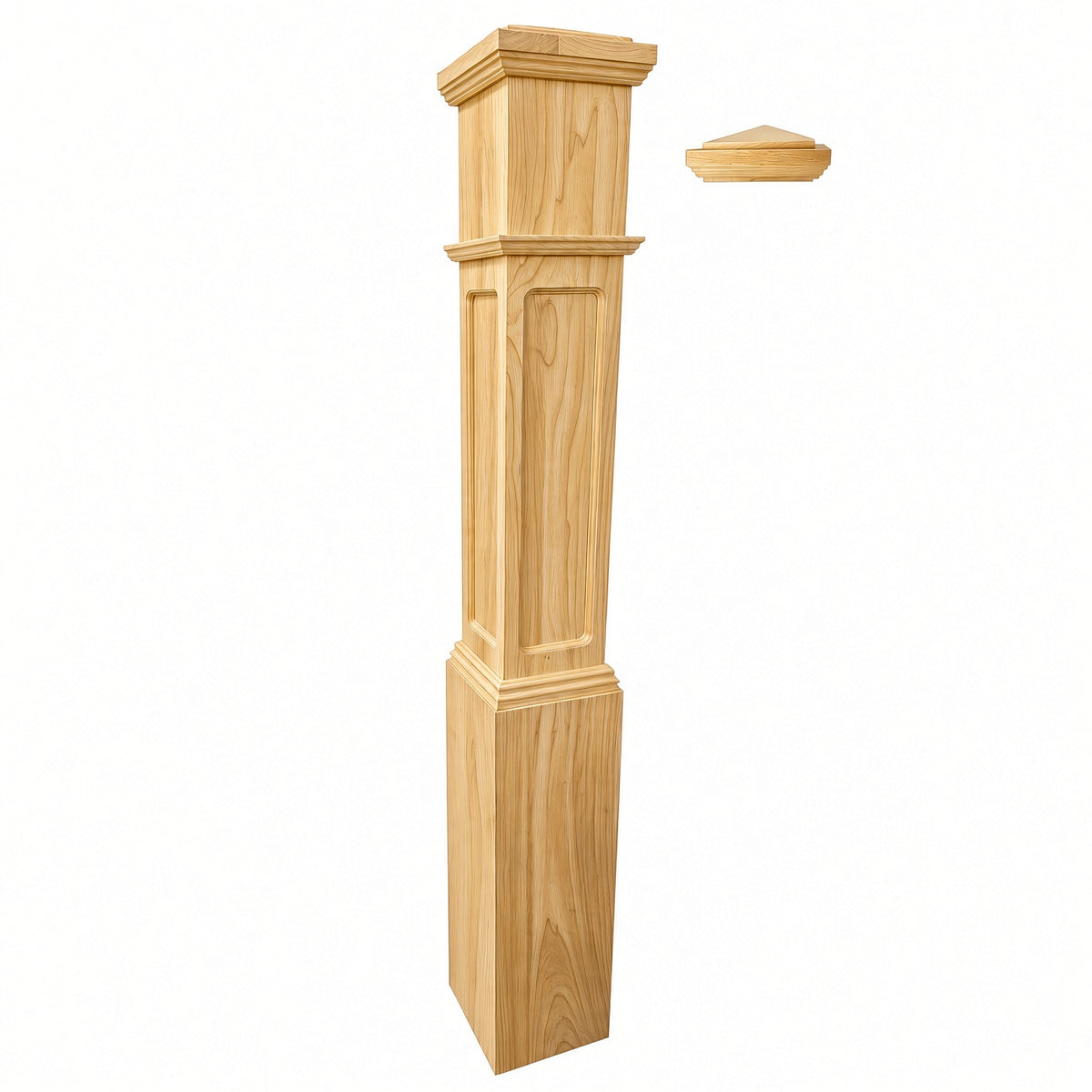 FP-4092 Flat Panel Large Flat Panel Box Newel Post, Yellow Pine