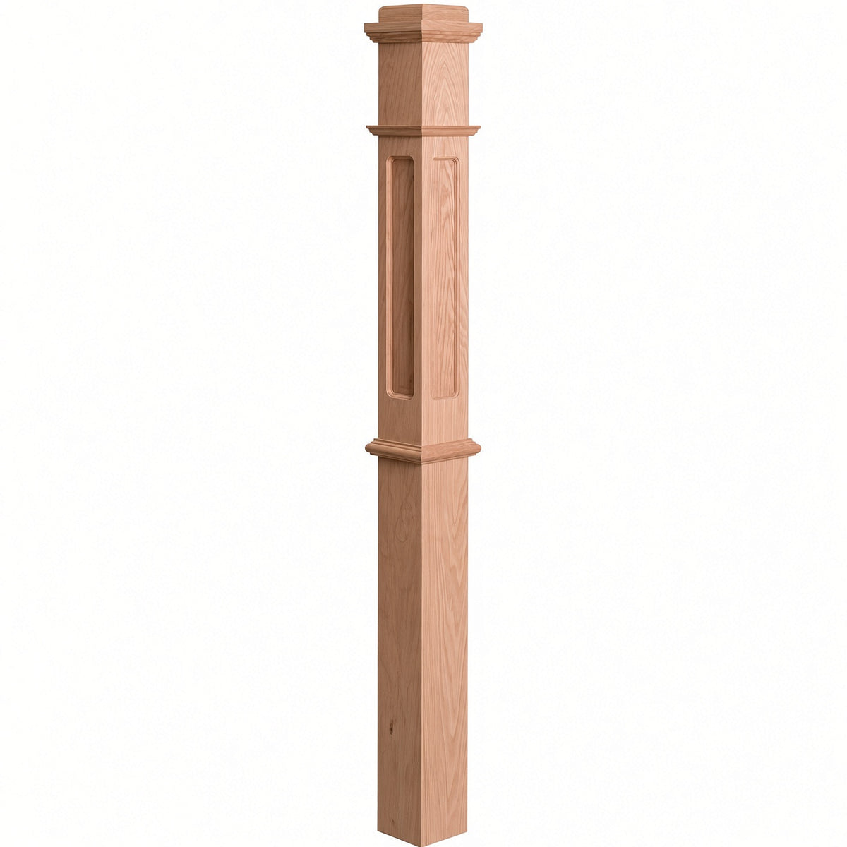 FP-4375 CNC Flat Panel Box Newel Post, American Cherry