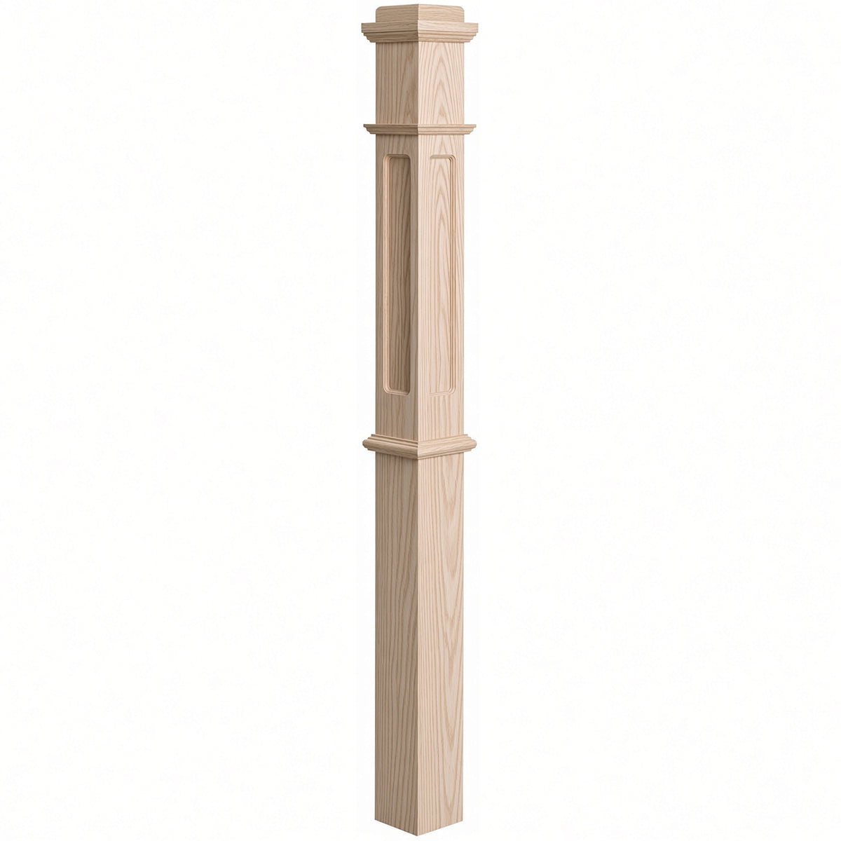 FP-4375 CNC Flat Panel Box Newel Post, Ash