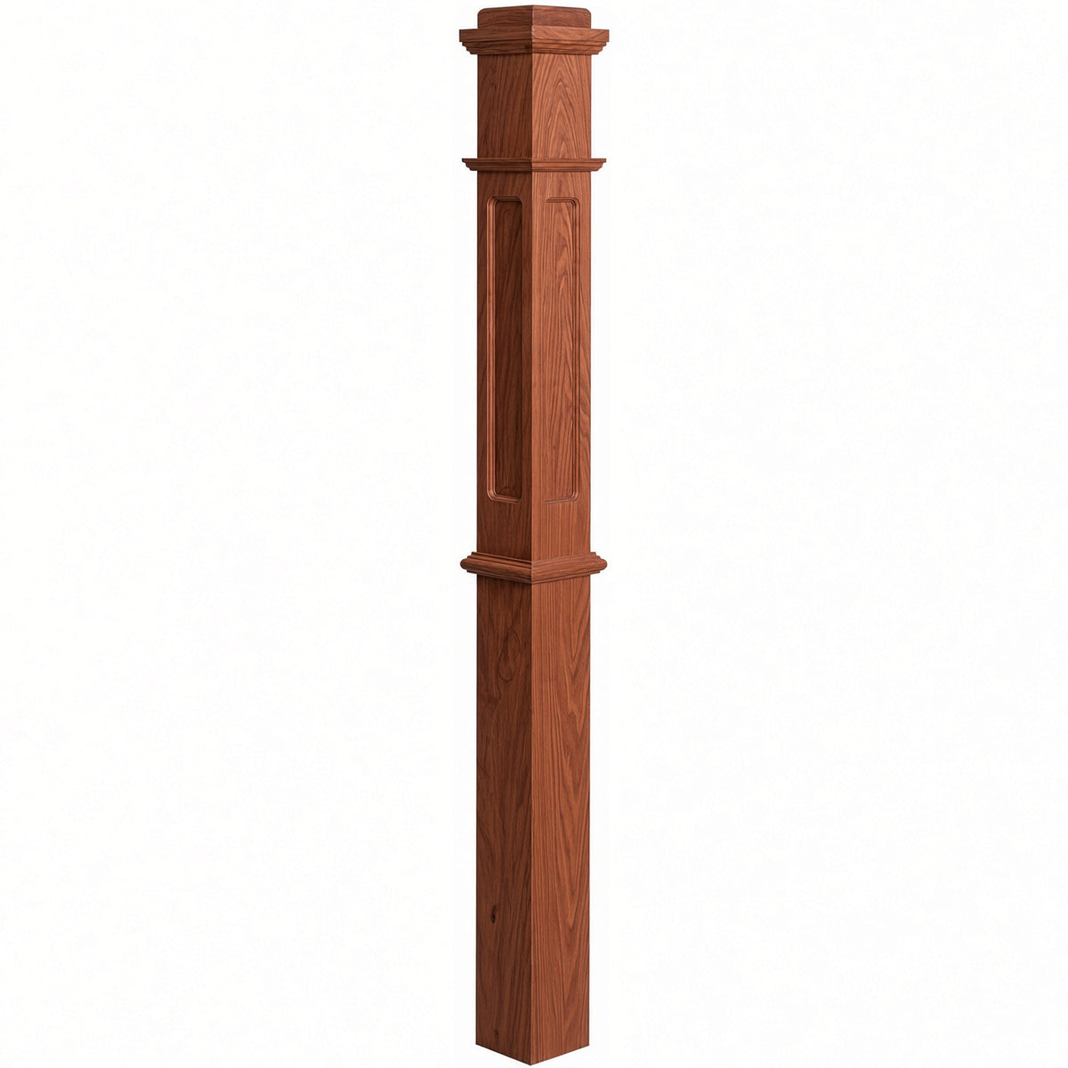 FP-4375 CNC Flat Panel Box Newel Post, Brazilian Cherry