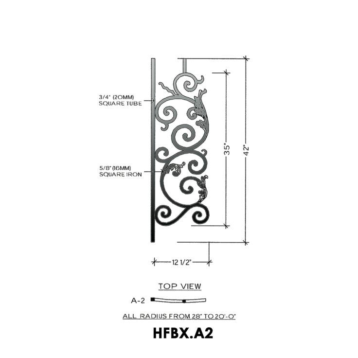 HFBX.A2 Bordeaux Radius Balcony Iron Panel