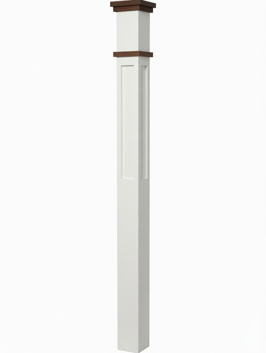 MFP-4075 Primed Farmhouse-Style with Special Species Trim Box Newel