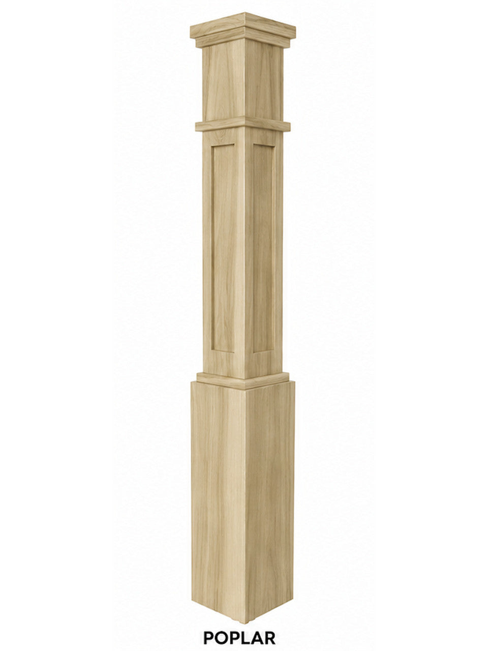 MFP-4091 Actual Flat Panel Mission-Style Box Newel Post, Poplar